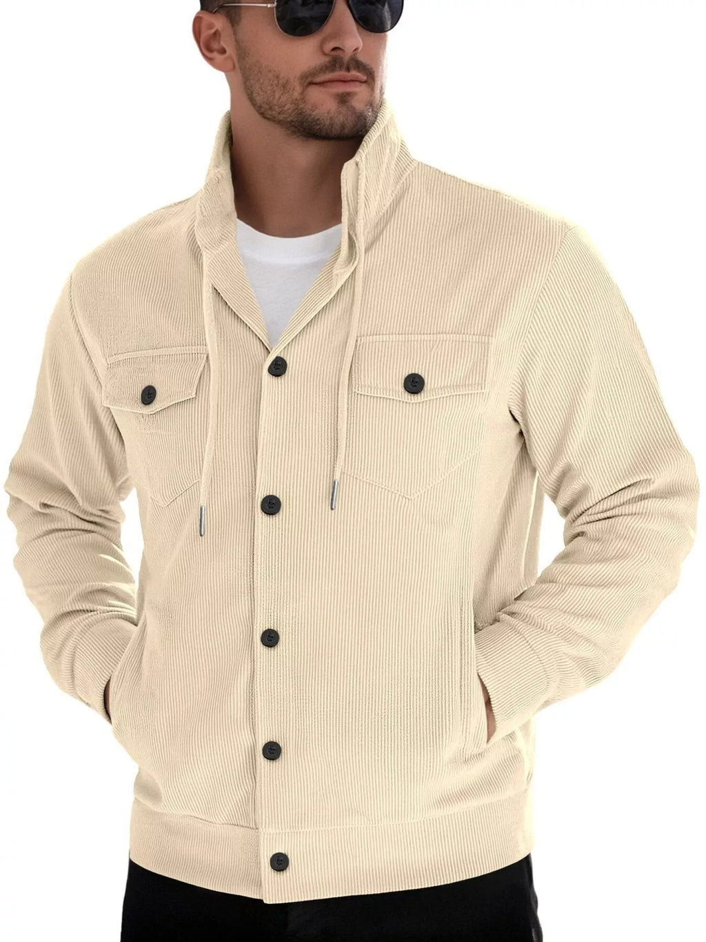 Men's Corduroy Button-Down Jacket — Plus Size (S–3XL) - ShopNQlik