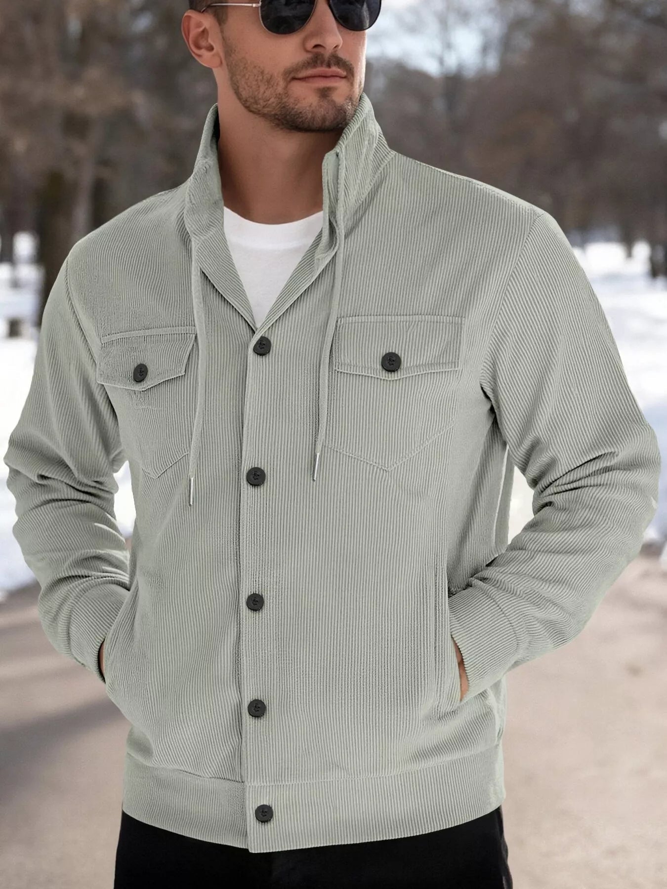 Men's Corduroy Button-Down Jacket — Plus Size (S–3XL) - ShopNQlik