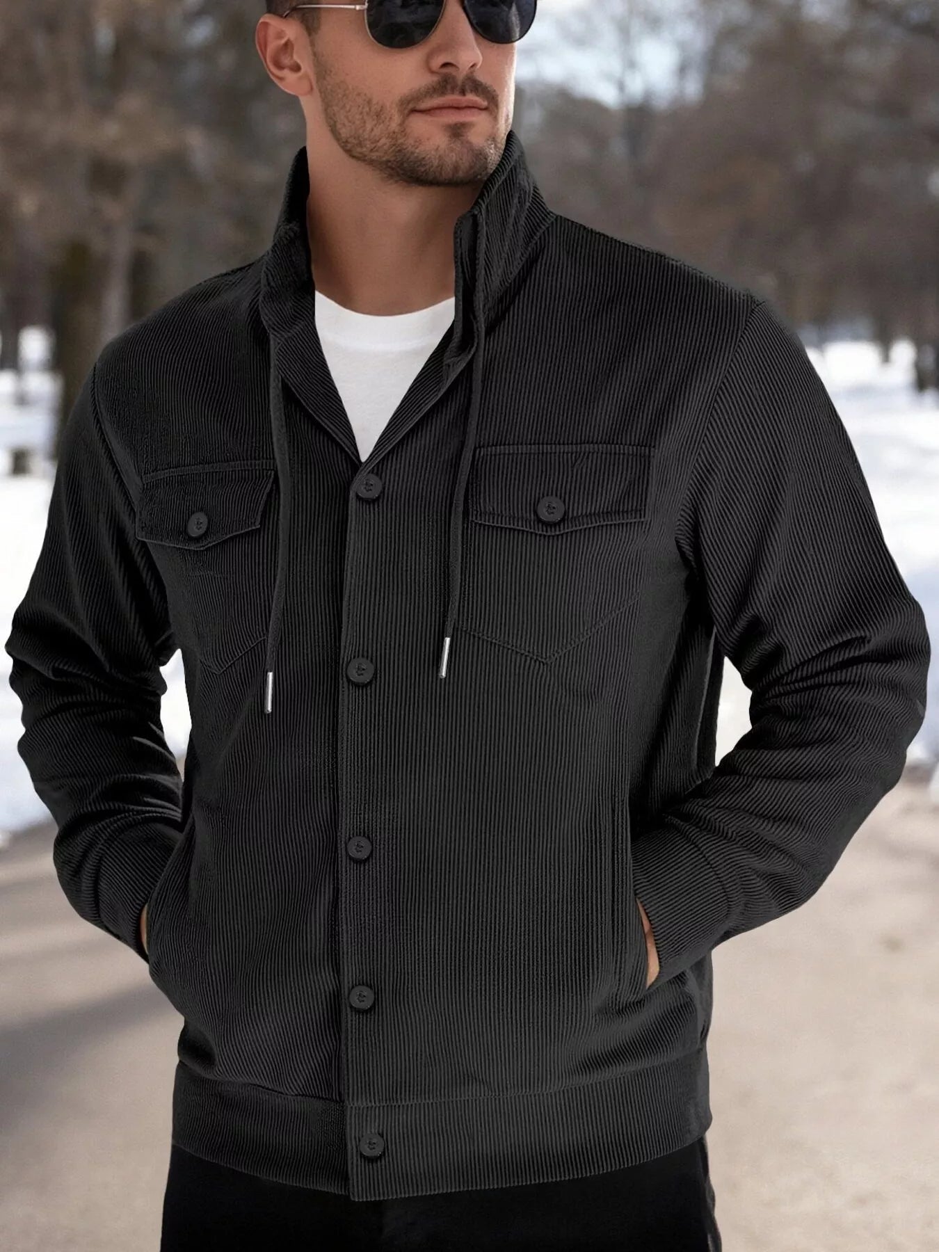 Men's Corduroy Button-Down Jacket — Plus Size (S–3XL) - ShopNQlik