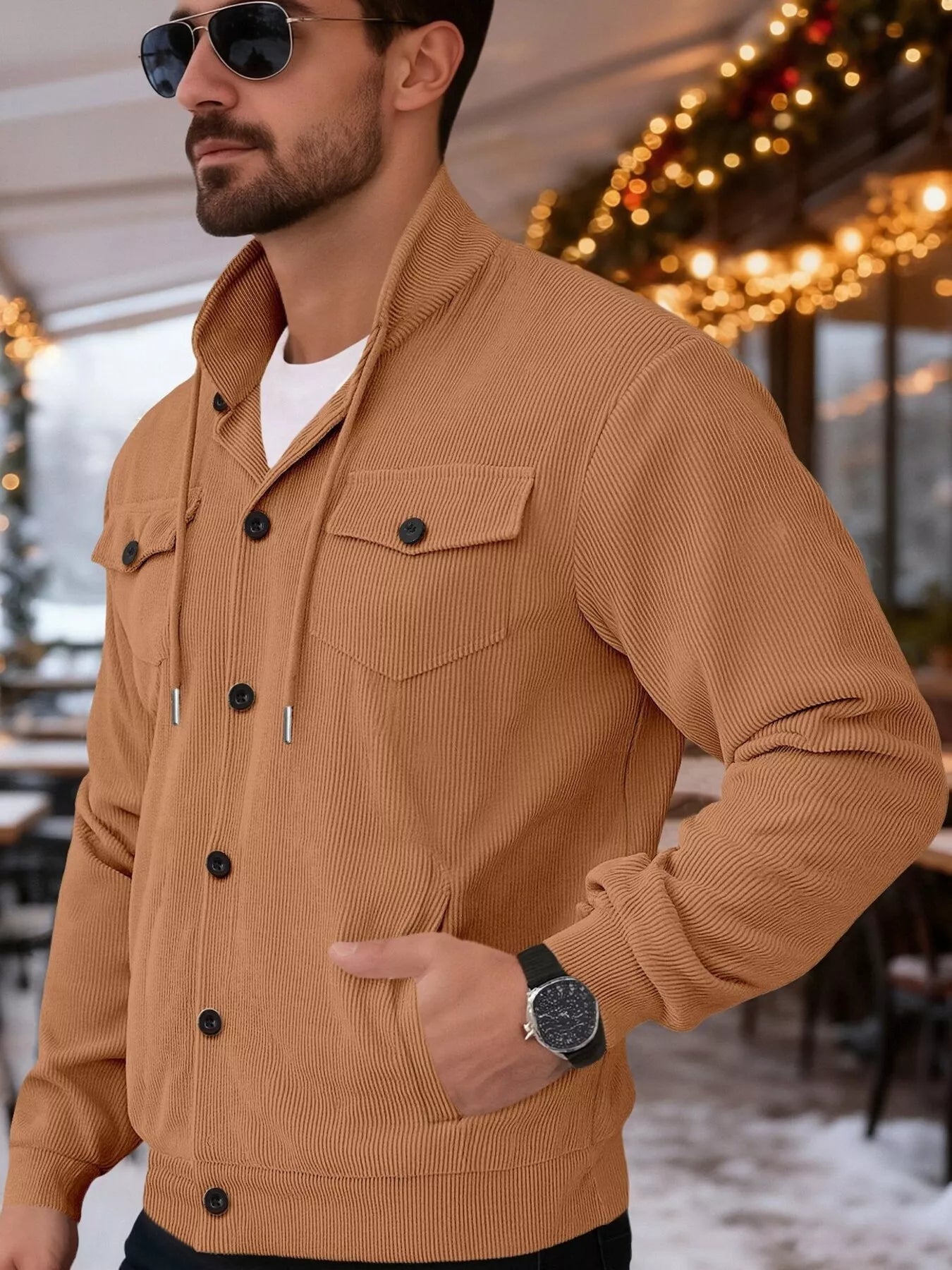 Men's Corduroy Button-Down Jacket — Plus Size (S–3XL) - ShopNQlik