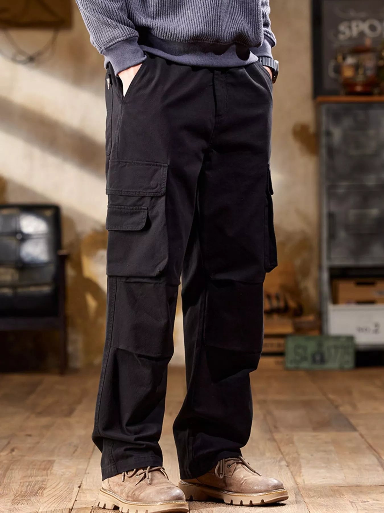Men's Elastic Waist Cargo Pants – Pocketed, S–4XL - ShopNQlik
