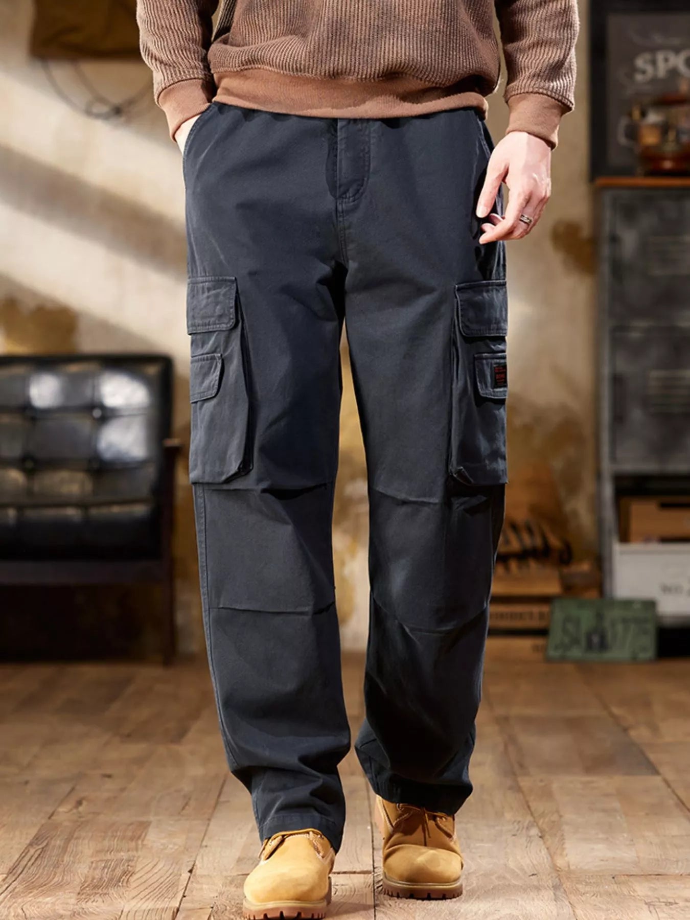 Men's Elastic Waist Cargo Pants – Pocketed, S–4XL - ShopNQlik
