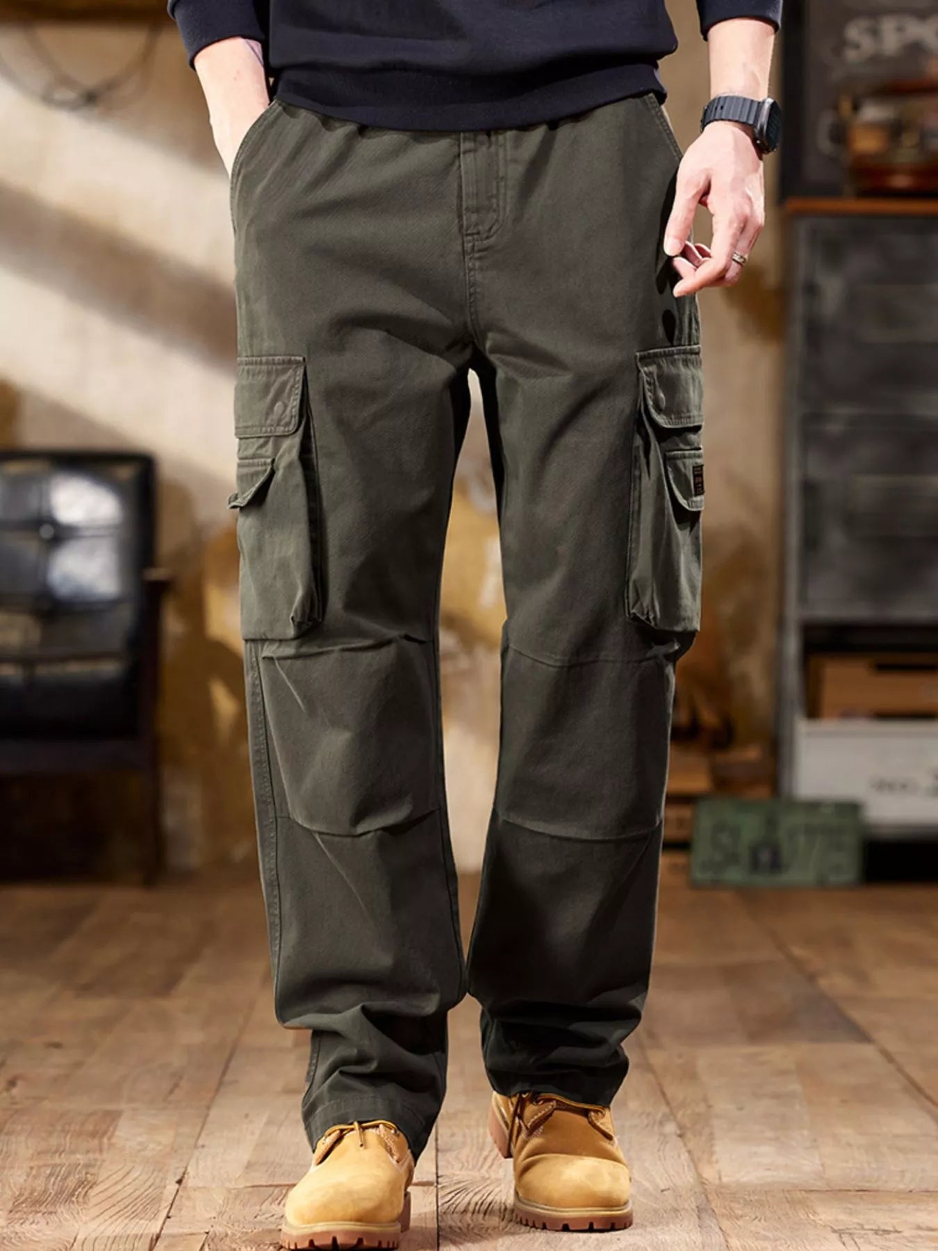 Men's Elastic Waist Cargo Pants – Pocketed, S–4XL - ShopNQlik