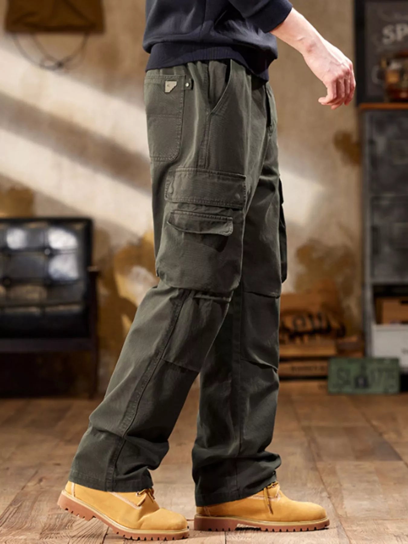 Men's Elastic Waist Cargo Pants – Pocketed, S–4XL - ShopNQlik