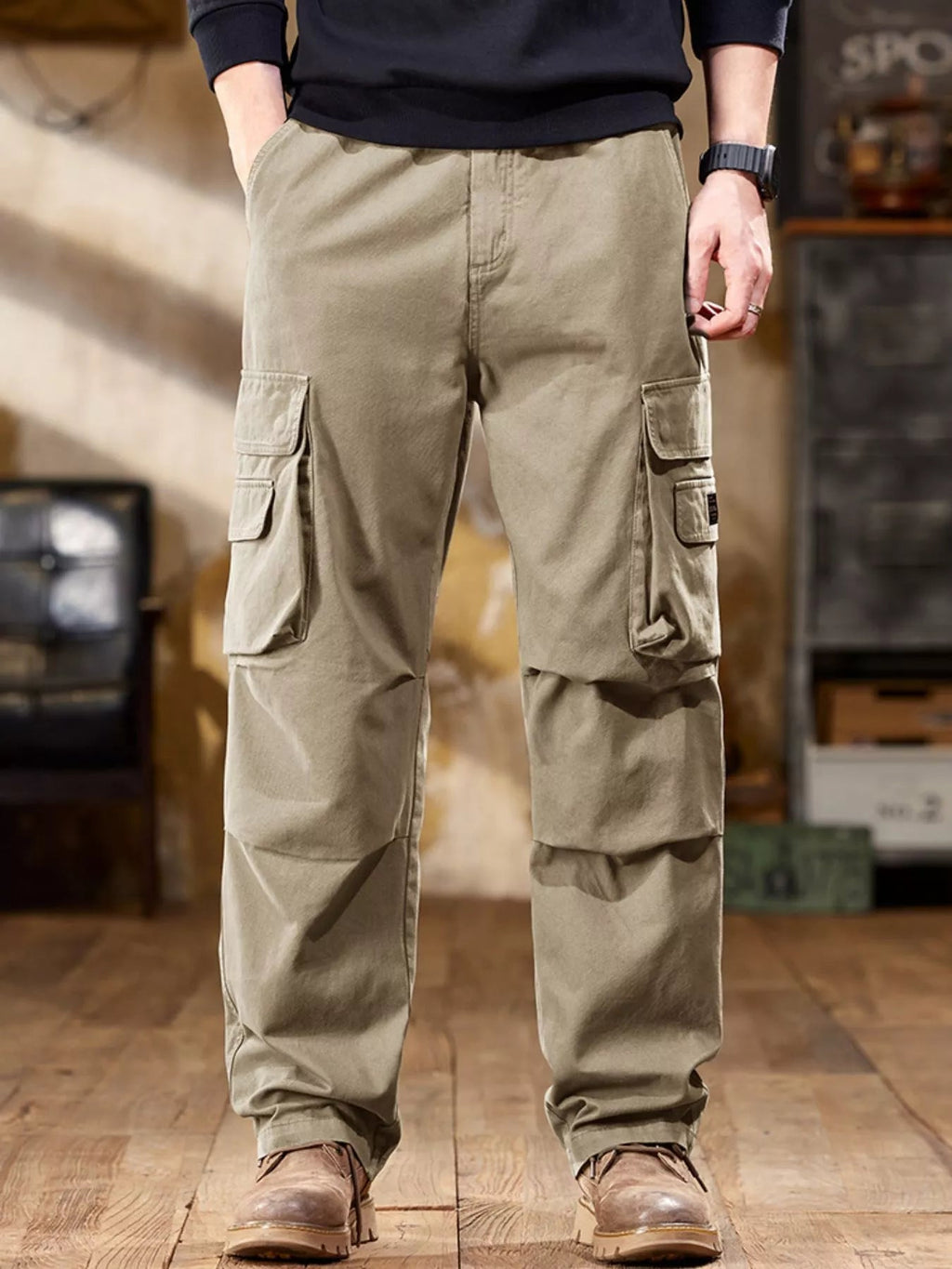 Men's Elastic Waist Cargo Pants – Pocketed, S–4XL - ShopNQlik
