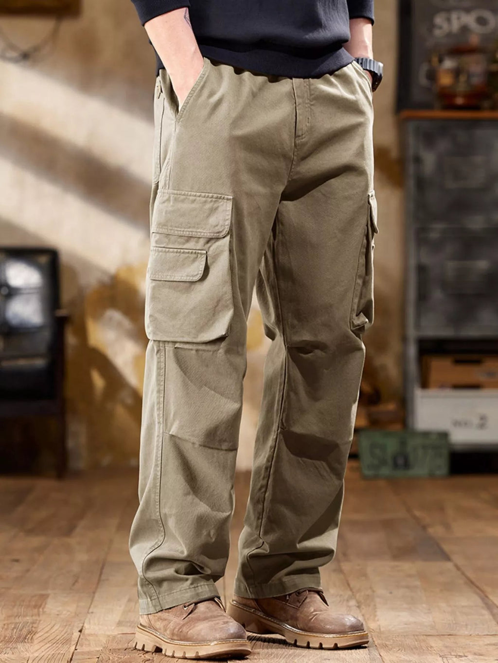 Men's Elastic Waist Cargo Pants – Pocketed, S–4XL - ShopNQlik