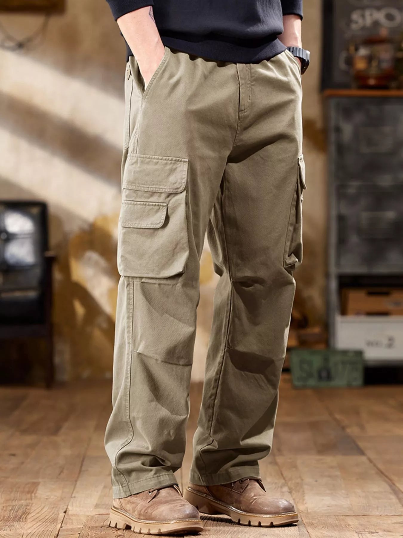 Men's Elastic Waist Cargo Pants – Pocketed, S–4XL - ShopNQlik