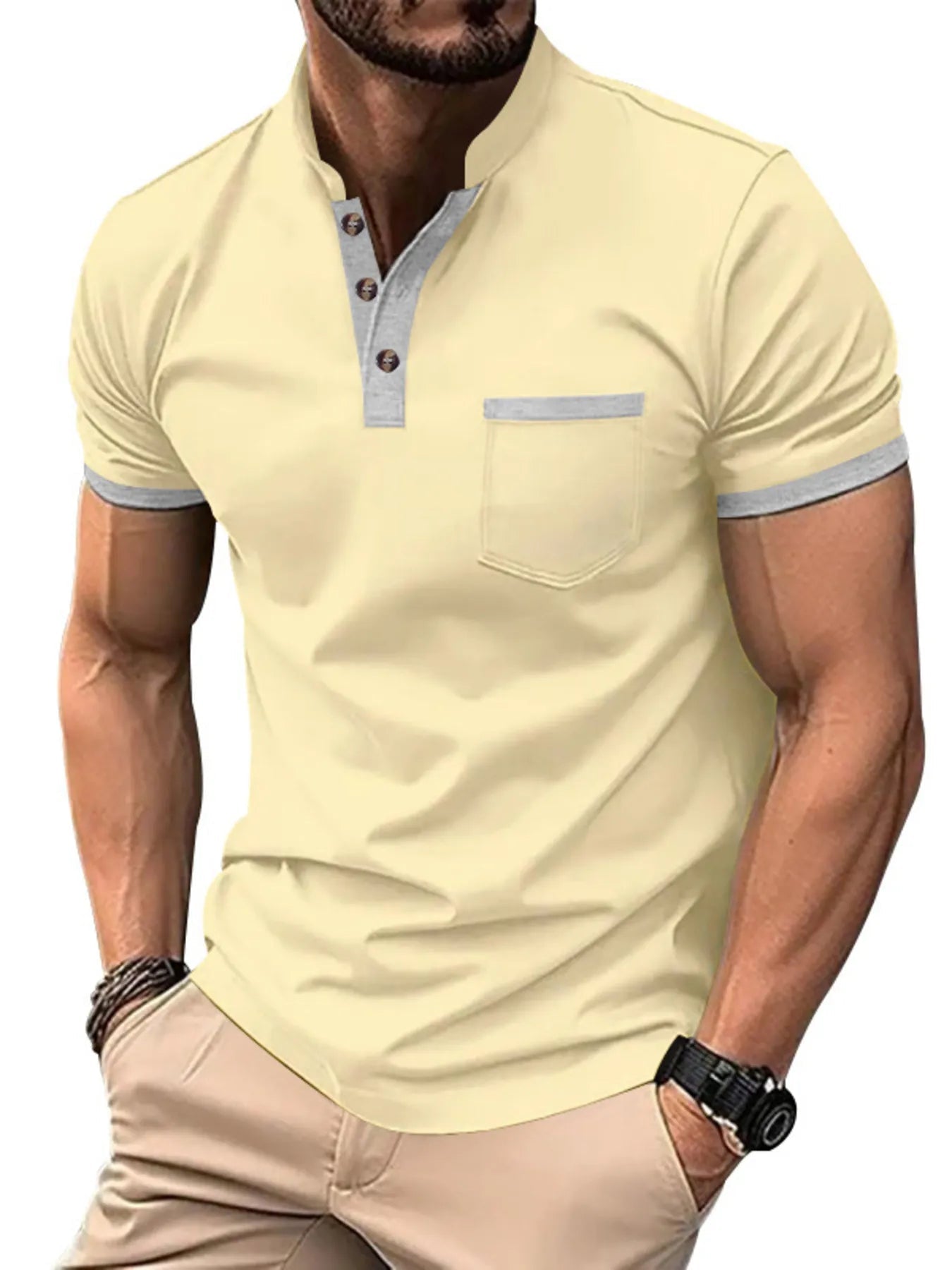 Men's Full Size Button Detail Short Sleeve Top Plus Size - ShopNQlik
