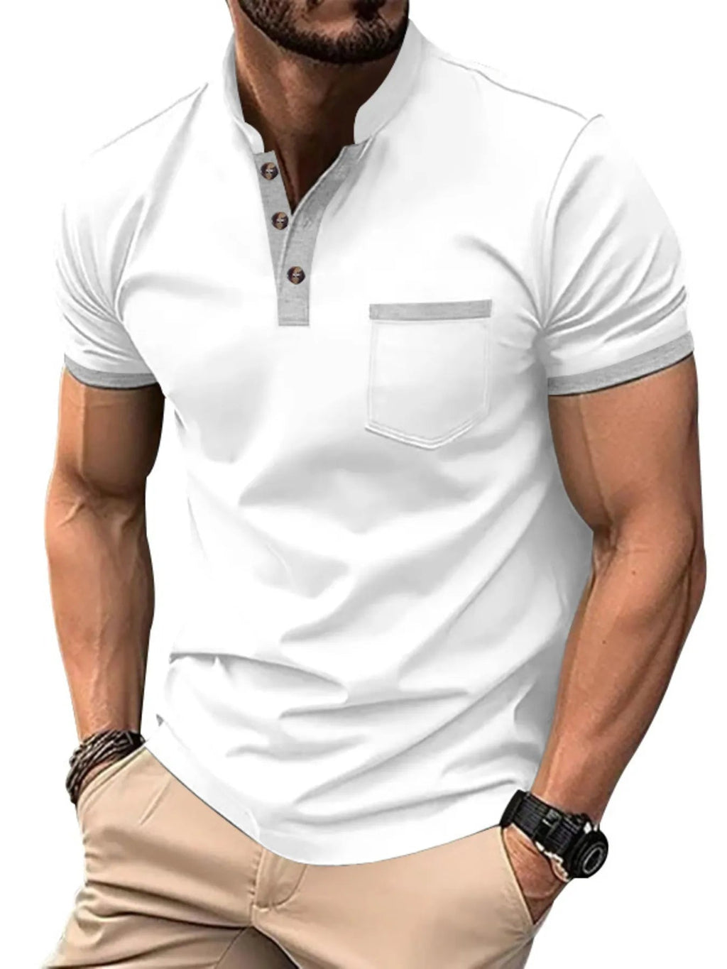 Men's Full Size Button Detail Short Sleeve Top Plus Size - ShopNQlik
