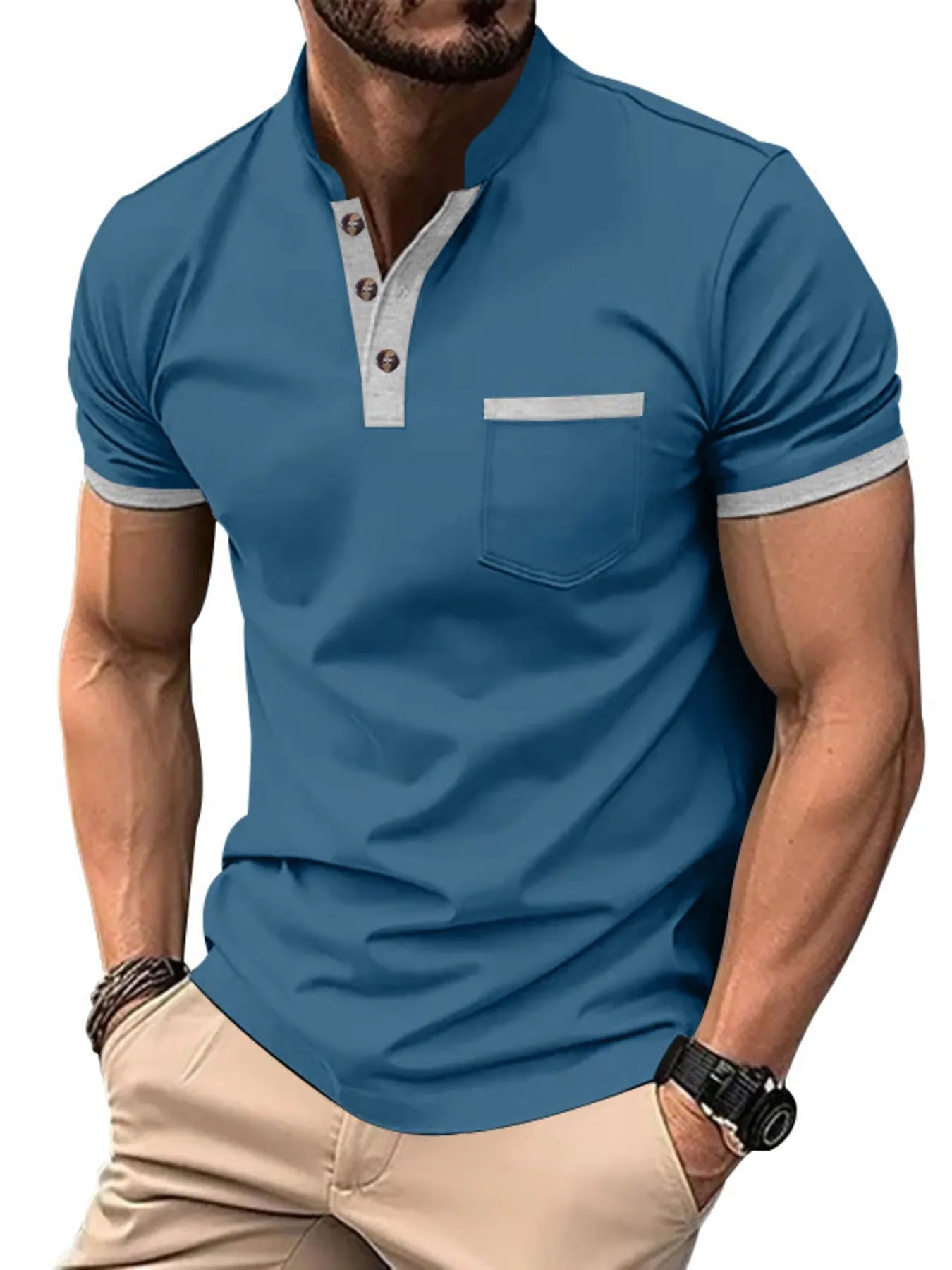 Men's Full Size Button Detail Short Sleeve Top Plus Size - ShopNQlik