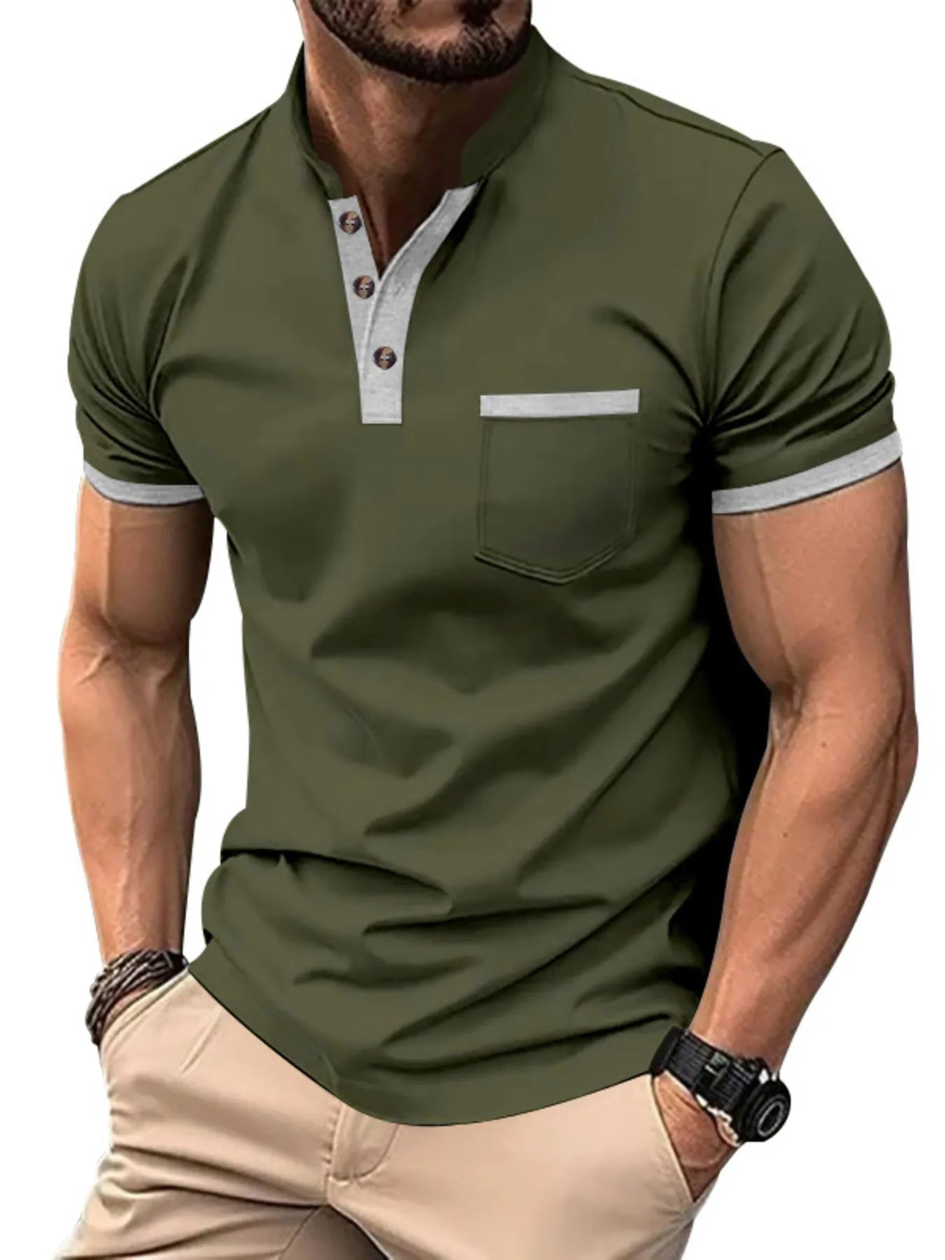 Men's Full Size Button Detail Short Sleeve Top Plus Size - ShopNQlik