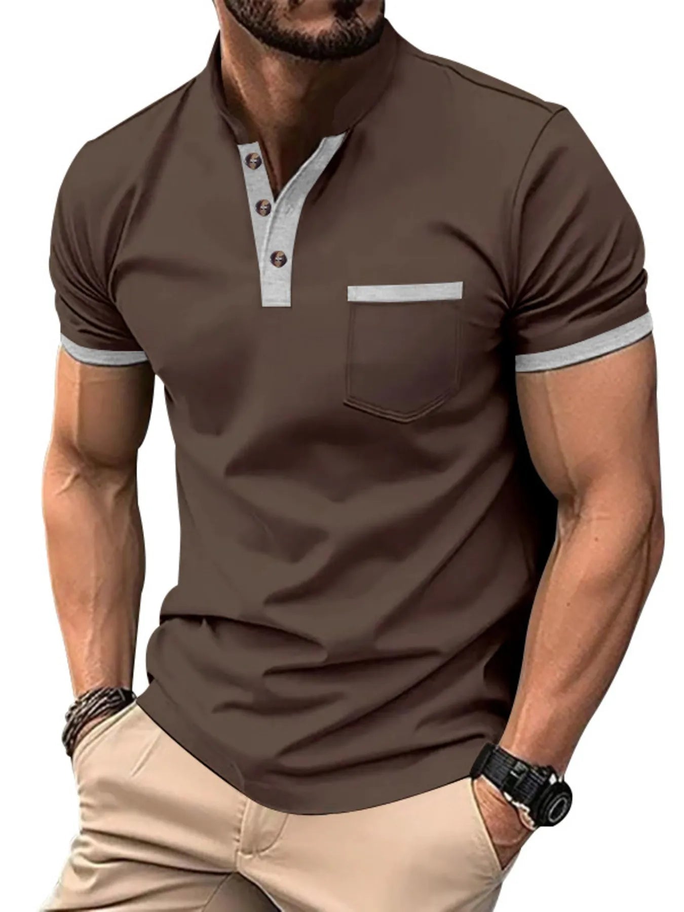 Men's Full Size Button Detail Short Sleeve Top Plus Size - ShopNQlik