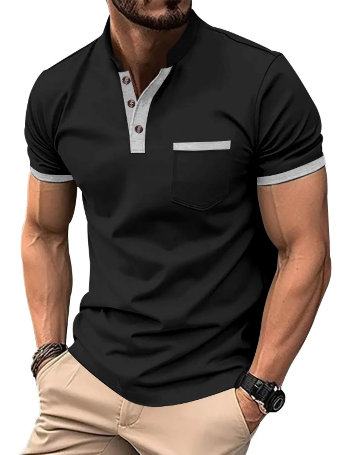Men's Full Size Button Detail Short Sleeve Top Plus Size - ShopNQlik