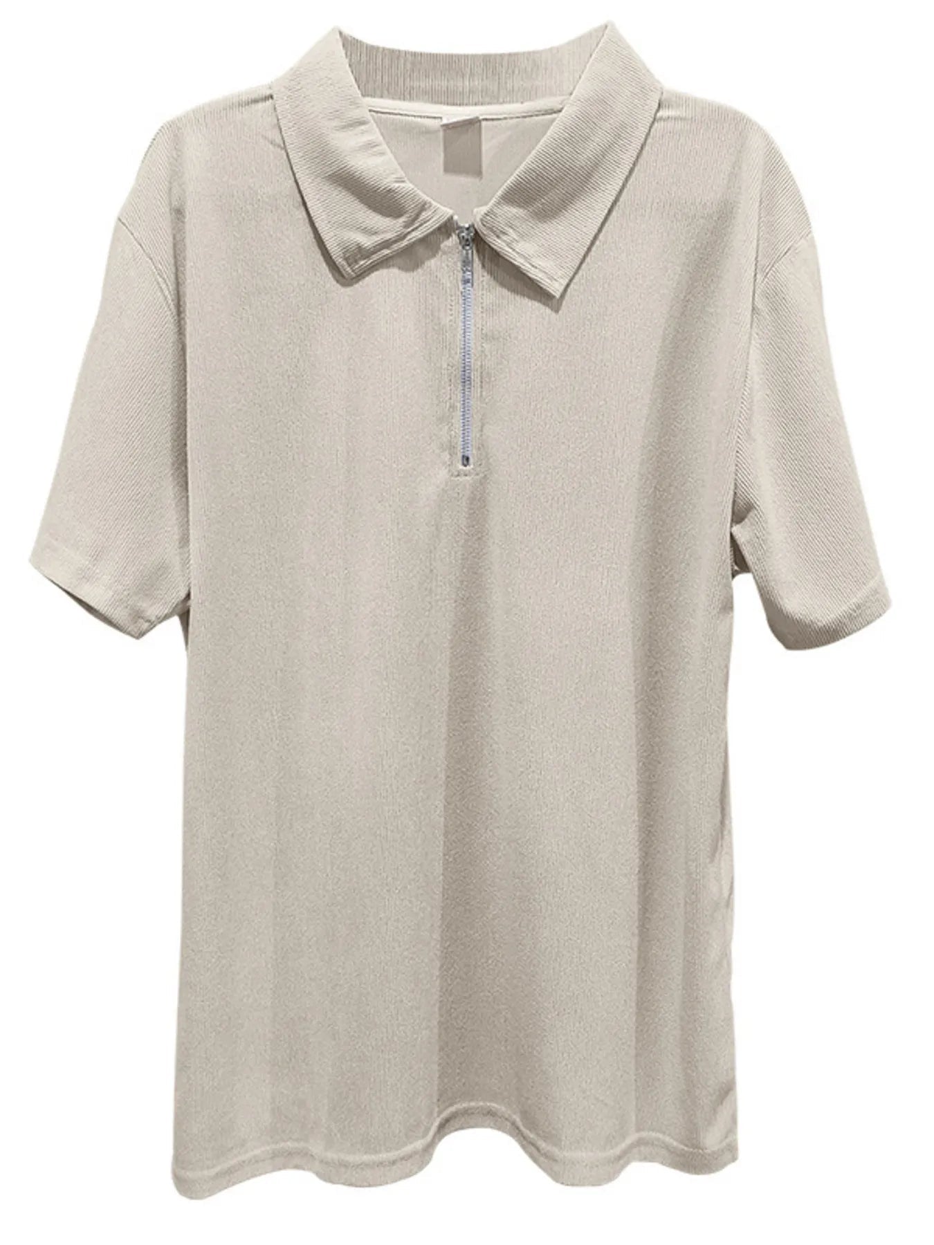 Men's Full Size Quarter Zip Short Sleeve Polo and Pants Set Plus Size - ShopNQlik