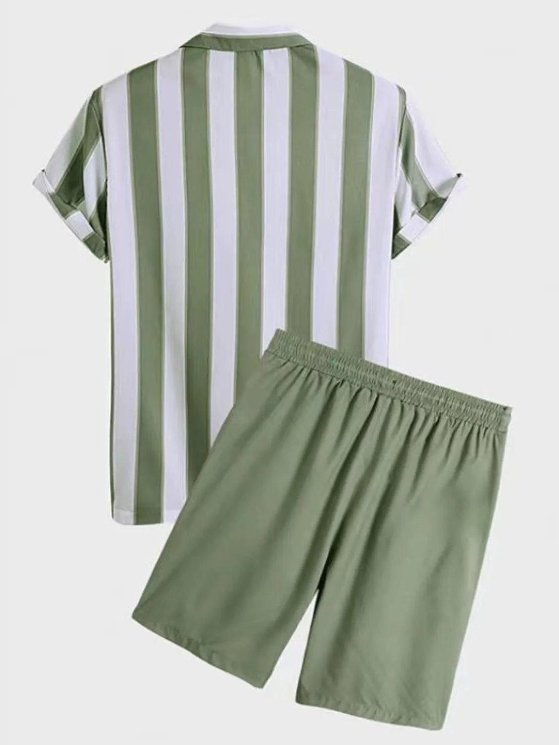 Men's Full Size Striped Casual Shirt and Shorts Set Plus Size - ShopNQlik