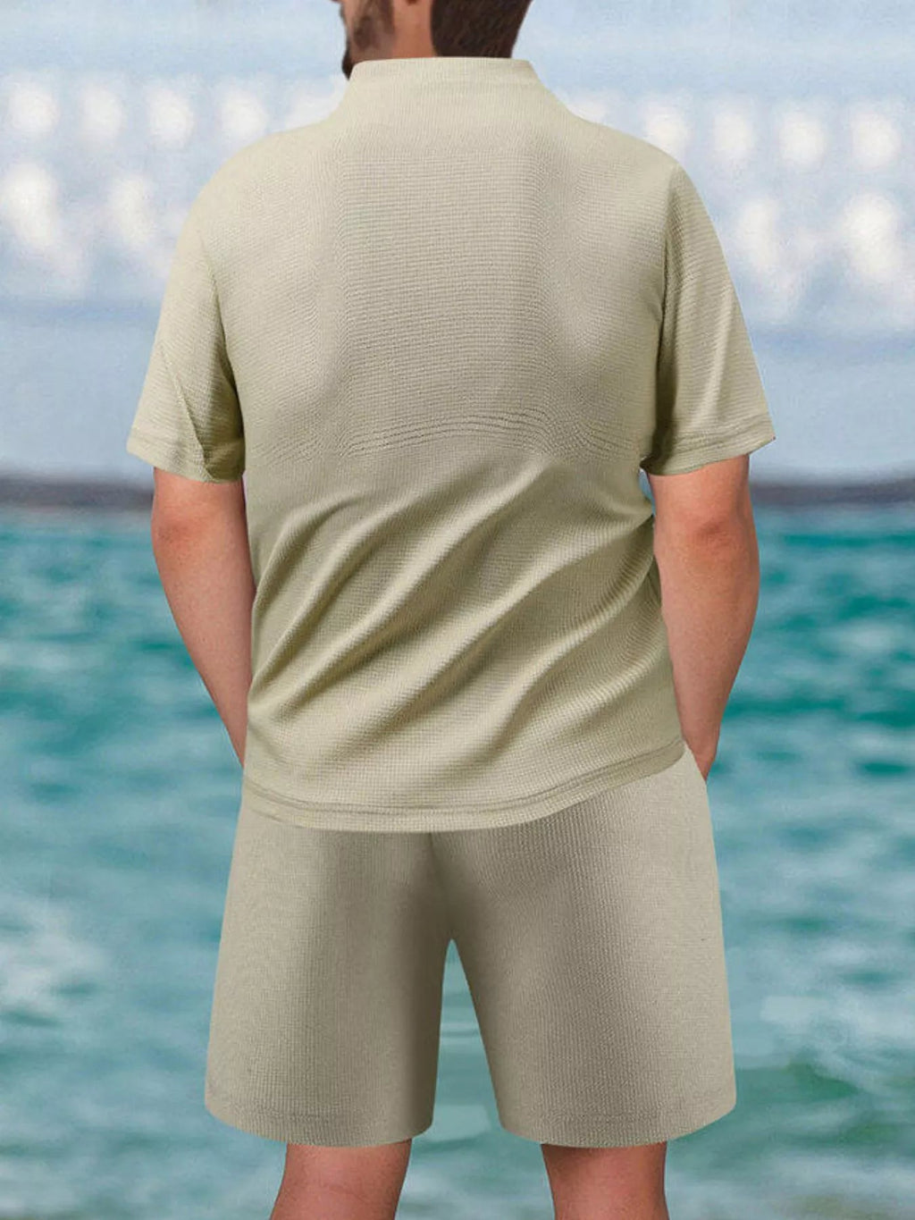 Men's Full Size Zip Front Short Sleeve Top and Shorts Set Plus Size - ShopNQlik