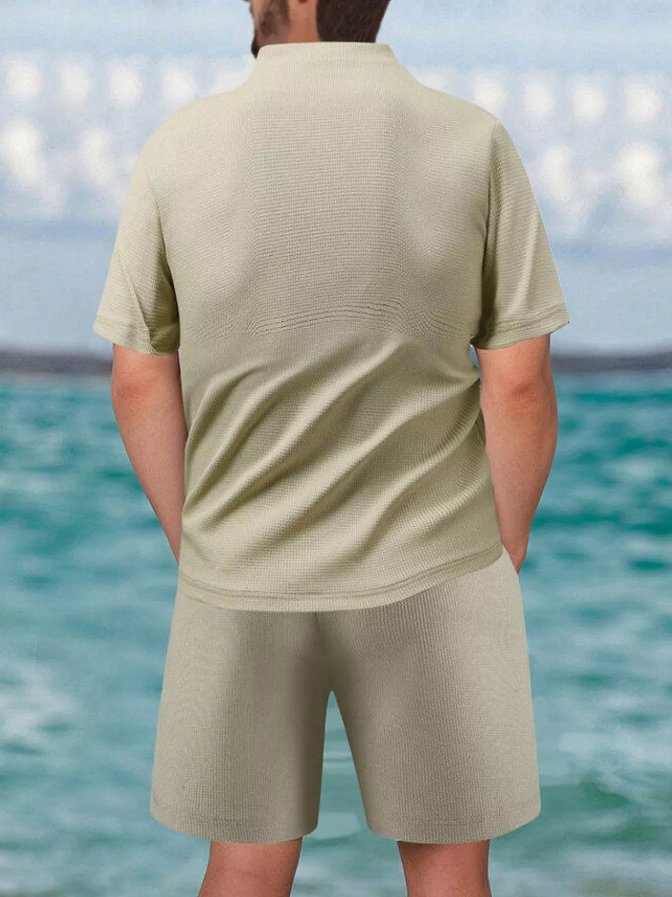 Men's Full Size Zip Front Short Sleeve Top and Shorts Set Plus Size - ShopNQlik