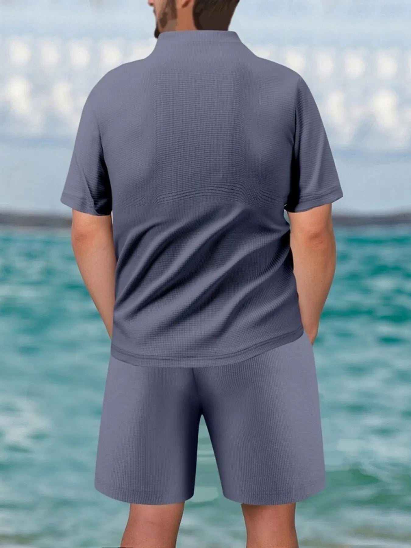 Men's Full Size Zip Front Short Sleeve Top and Shorts Set Plus Size - ShopNQlik