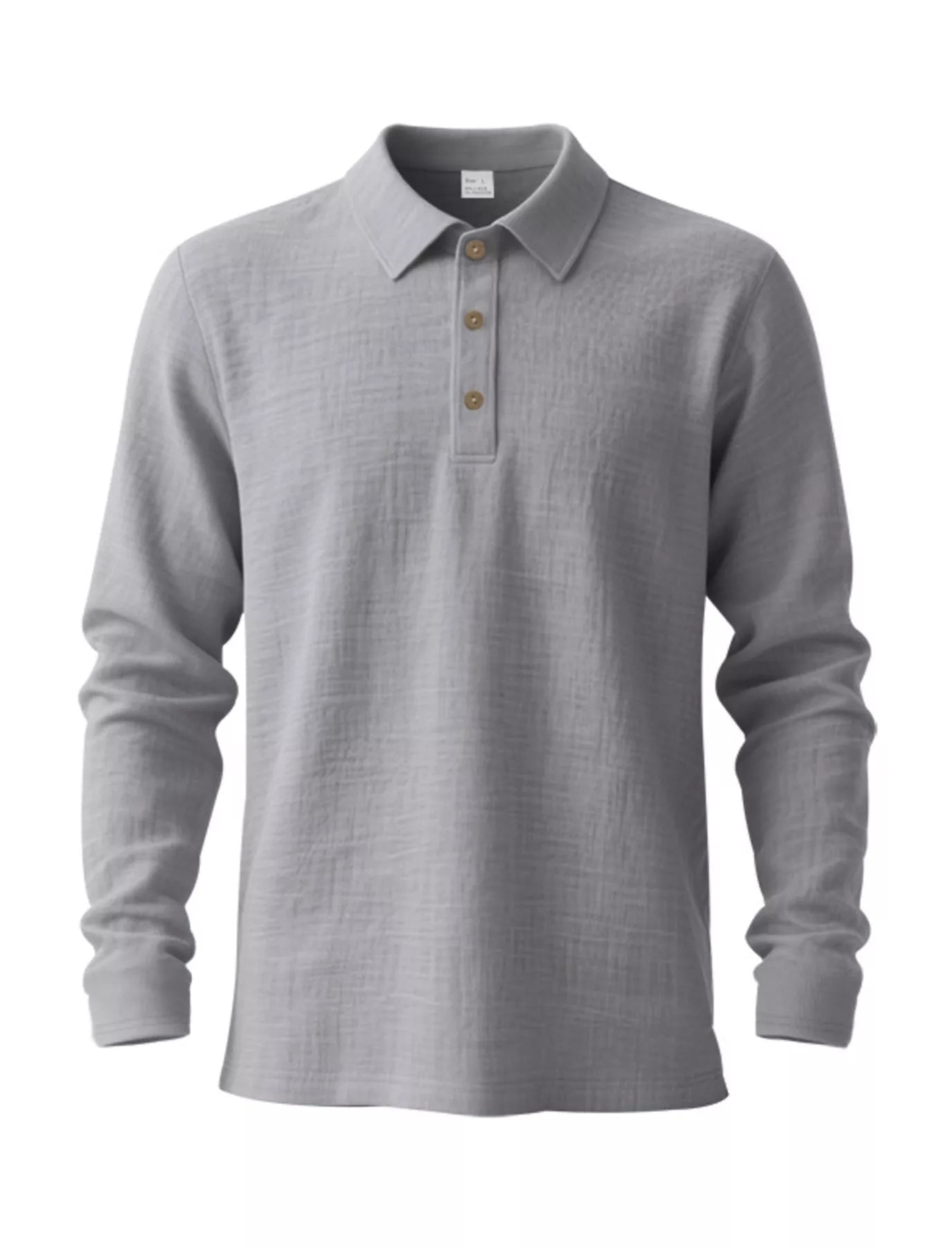 Men's Linen Long Sleeve Polo — Classic Fit, Plus Size (S–3XL) - ShopNQlik