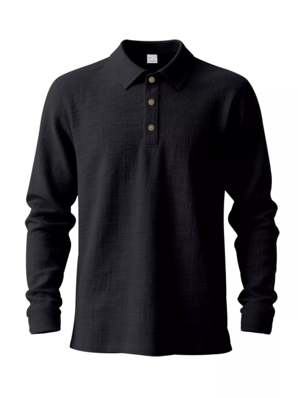 Men's Linen Long Sleeve Polo — Classic Fit, Plus Size (S–3XL) - ShopNQlik