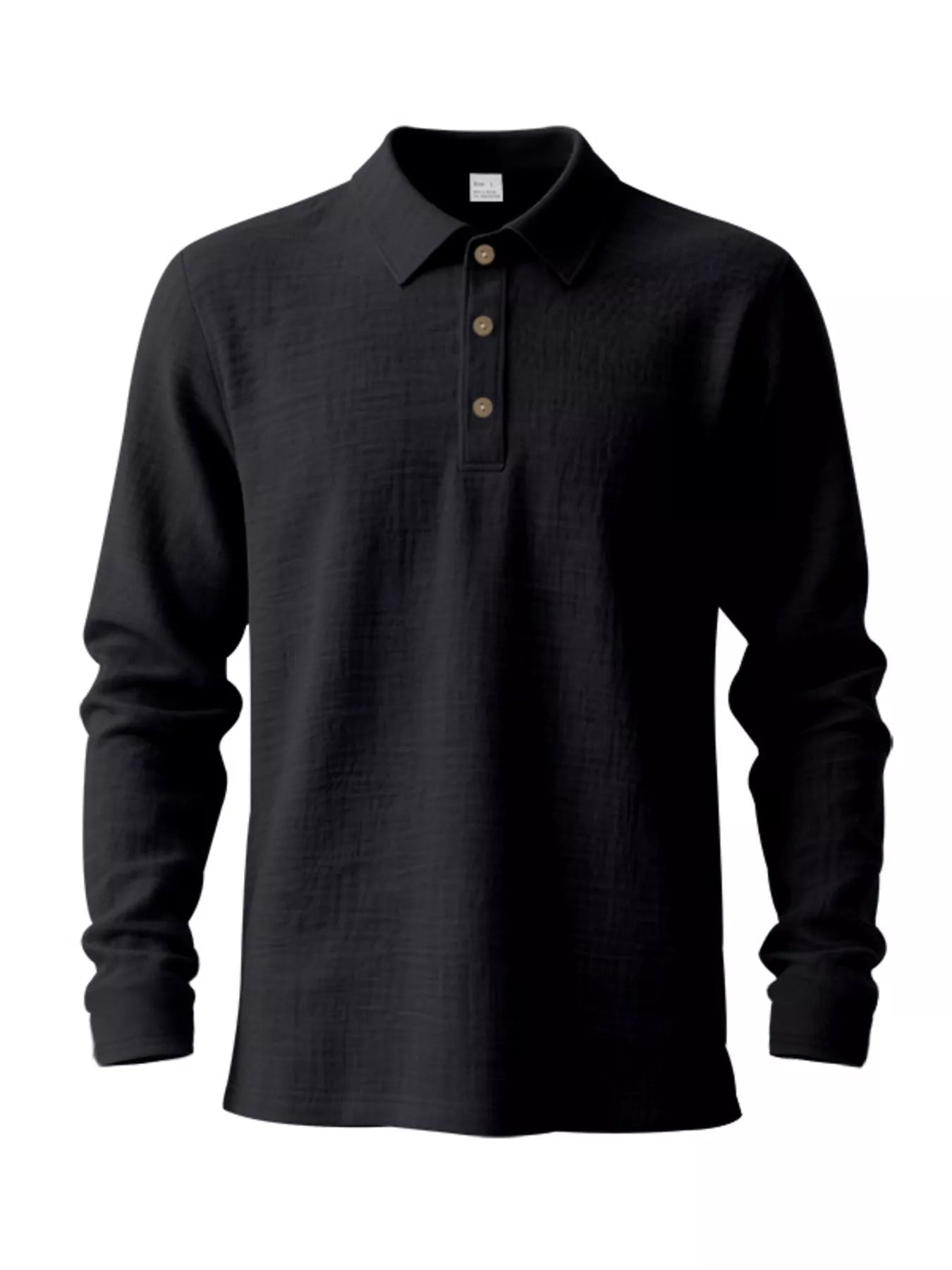 Men's Linen Long Sleeve Polo — Classic Fit, Plus Size (S–3XL) - ShopNQlik
