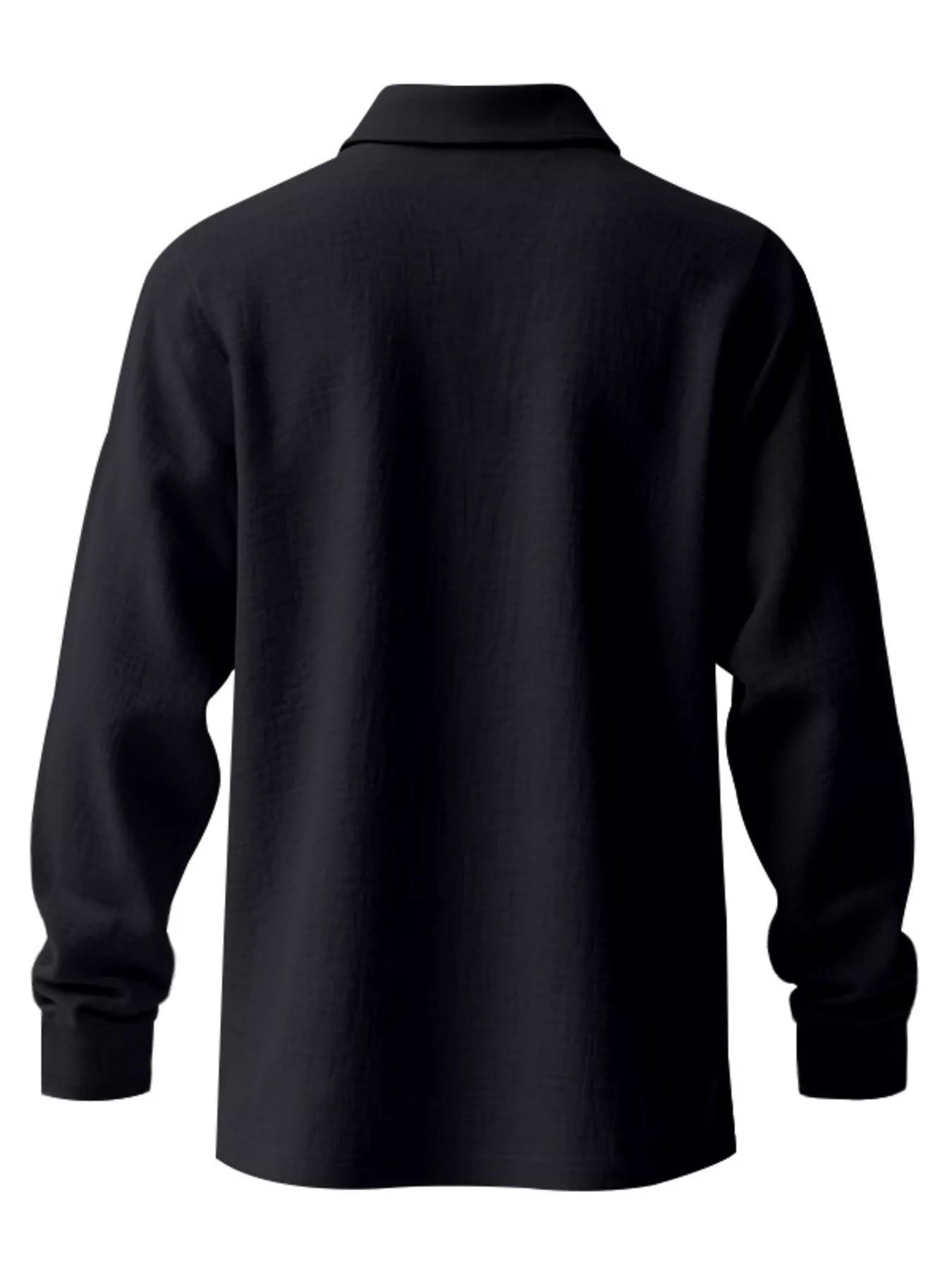 Men's Linen Long Sleeve Polo — Classic Fit, Plus Size (S–3XL) - ShopNQlik