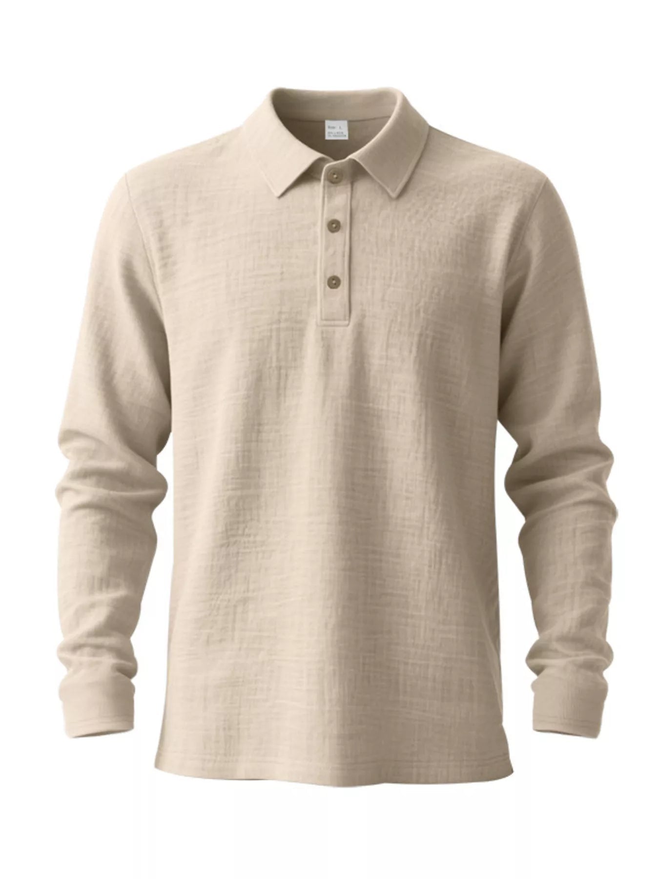 Men's Linen Long Sleeve Polo — Classic Fit, Plus Size (S–3XL) - ShopNQlik