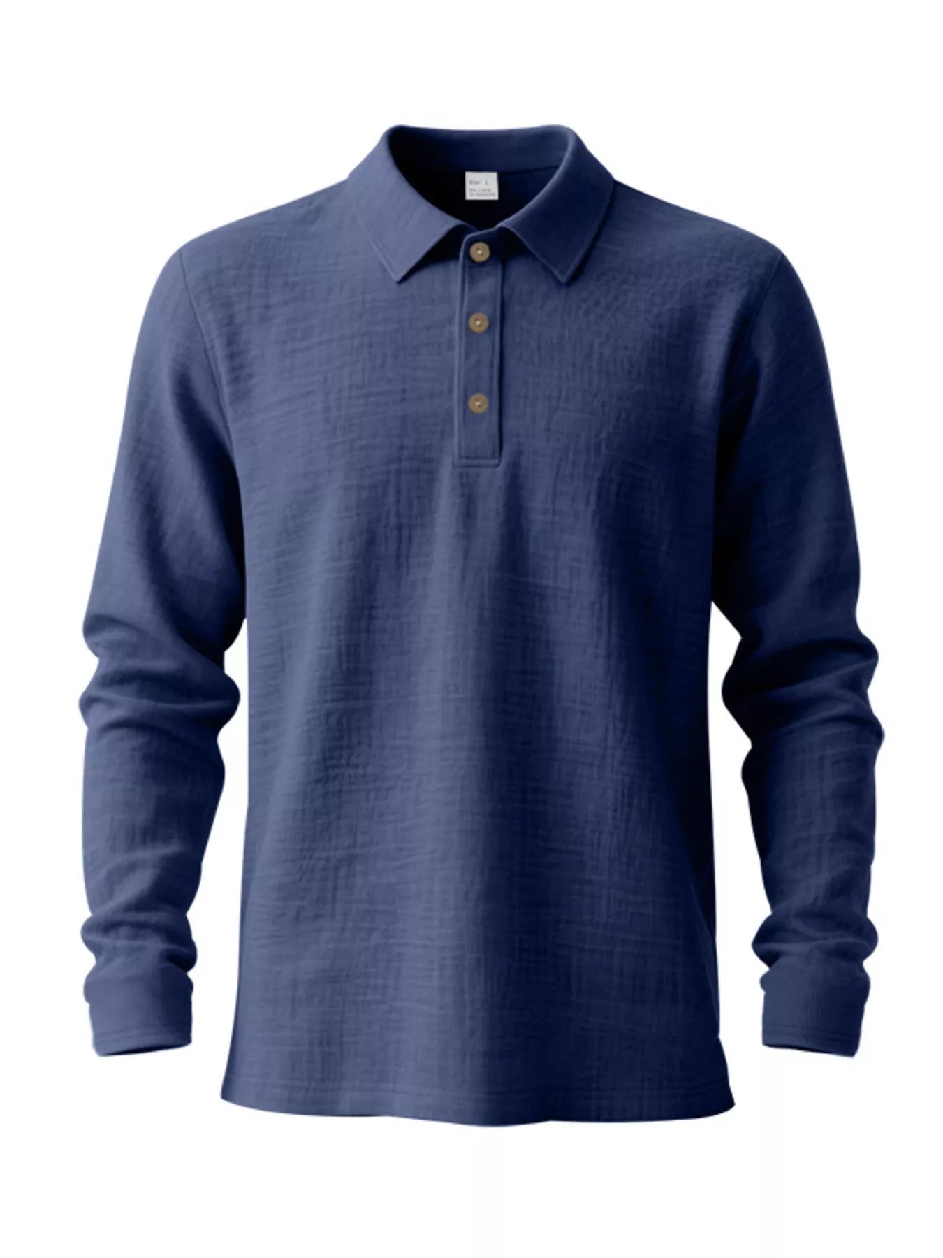 Men's Linen Long Sleeve Polo — Classic Fit, Plus Size (S–3XL) - ShopNQlik