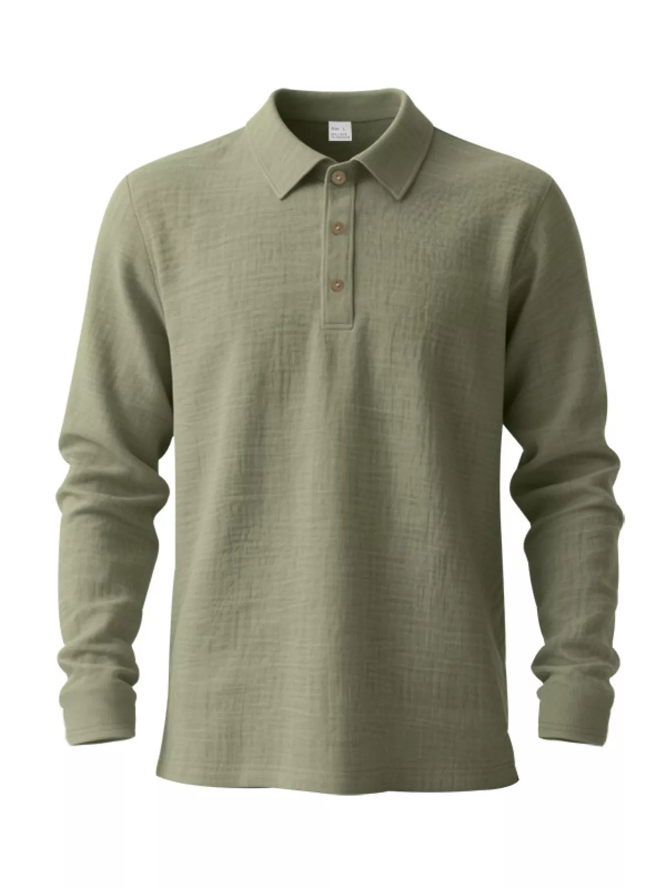 Men's Linen Long Sleeve Polo — Classic Fit, Plus Size (S–3XL) - ShopNQlik
