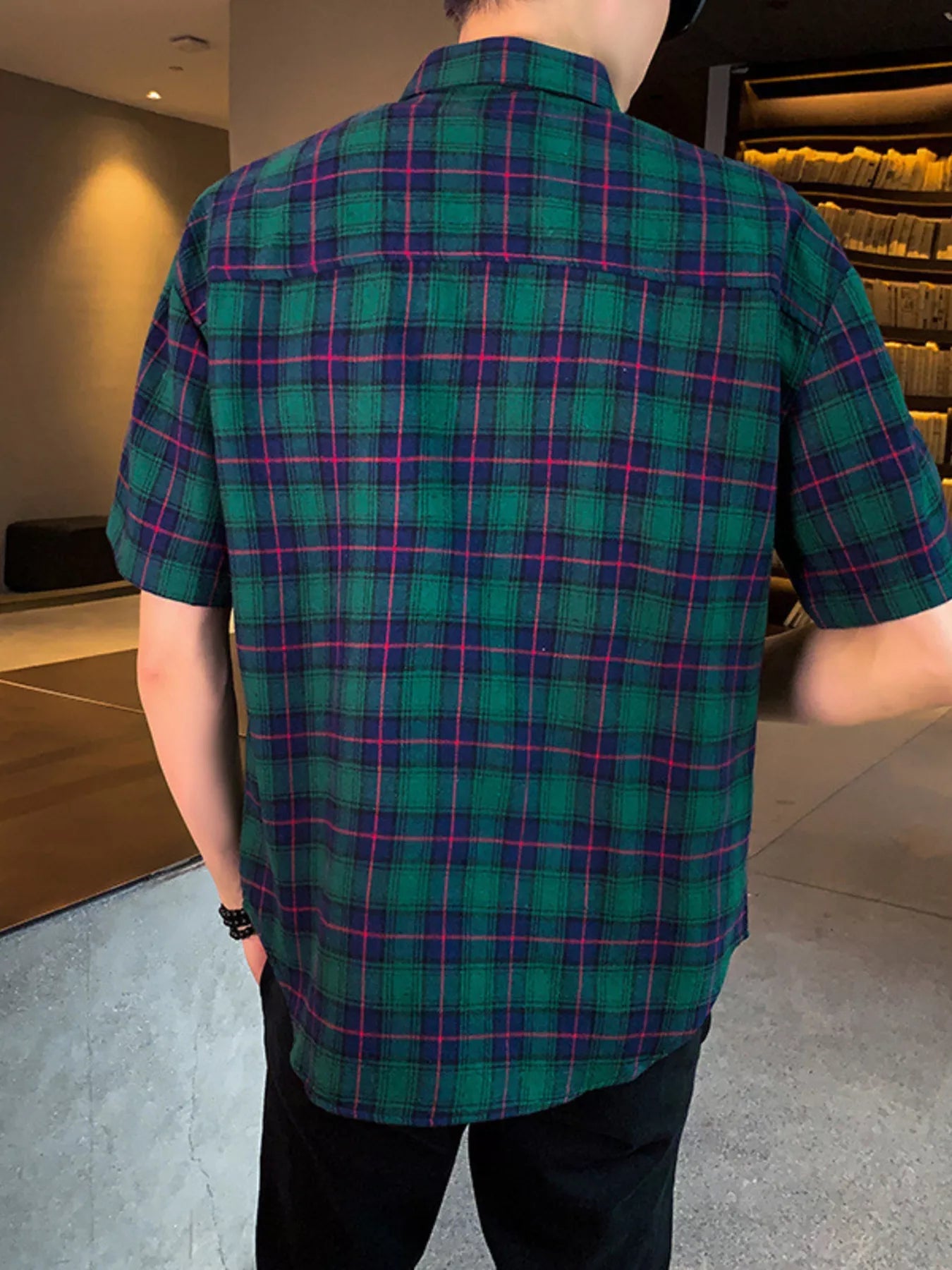 Men's Plaid Short Sleeve Shirt with Pocket — Plus Size (M–4XL) - ShopNQlik