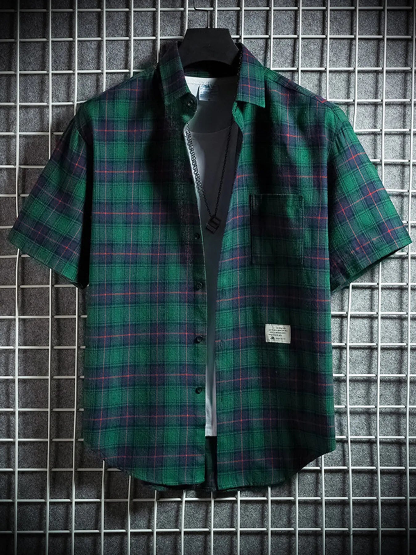 Men's Plaid Short Sleeve Shirt with Pocket — Plus Size (M–4XL) - ShopNQlik