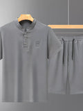 Men's Plus Size Breathable Short Sleeve Shirt & Shorts Set – M–4XL - ShopNQlik