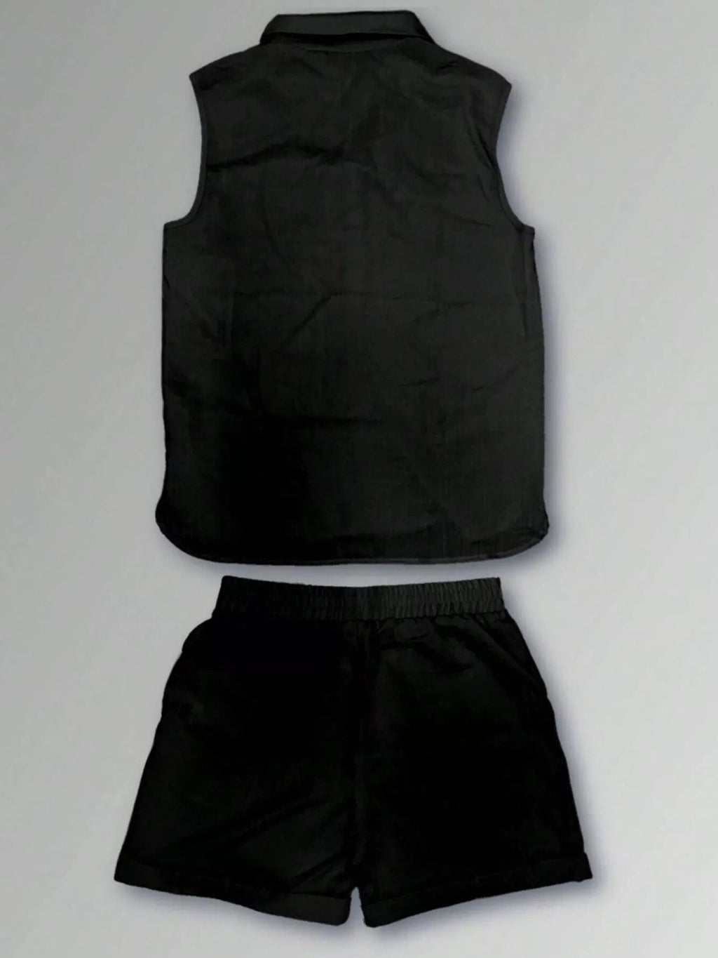 Men's Plus Size Casual Button Up Vest & Shorts Set - ShopNQlik