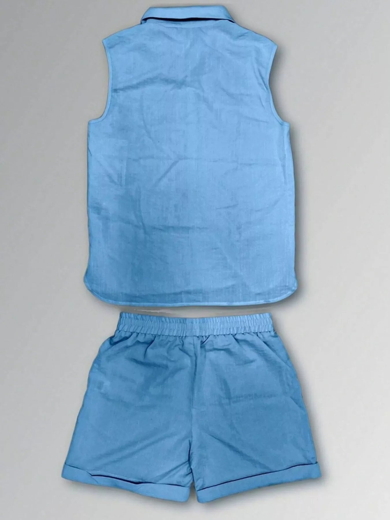 Men's Plus Size Casual Button Up Vest & Shorts Set - ShopNQlik