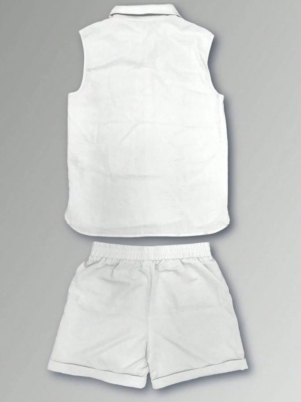Men's Plus Size Casual Button Up Vest & Shorts Set - ShopNQlik