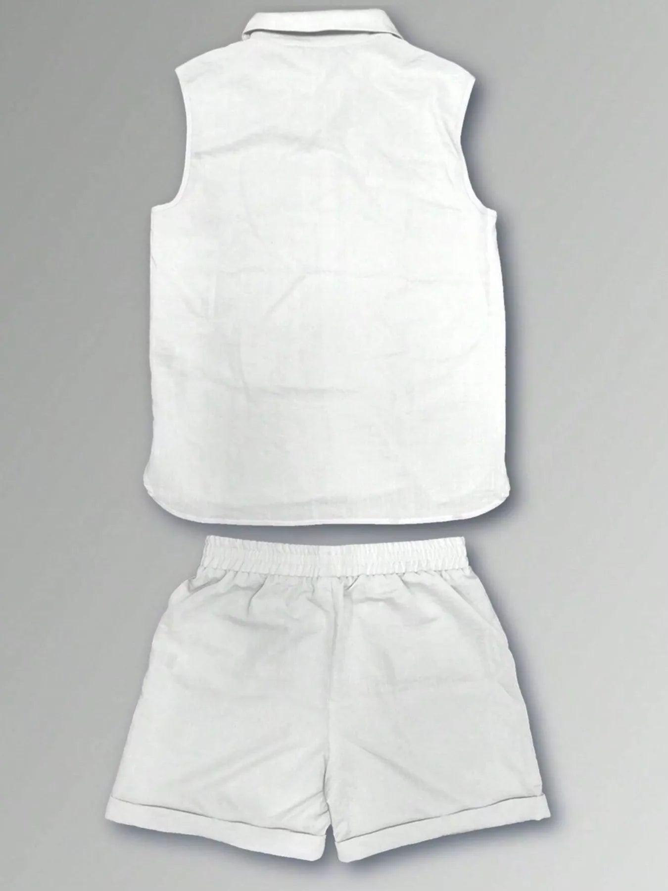 Men's Plus Size Casual Button Up Vest & Shorts Set - ShopNQlik