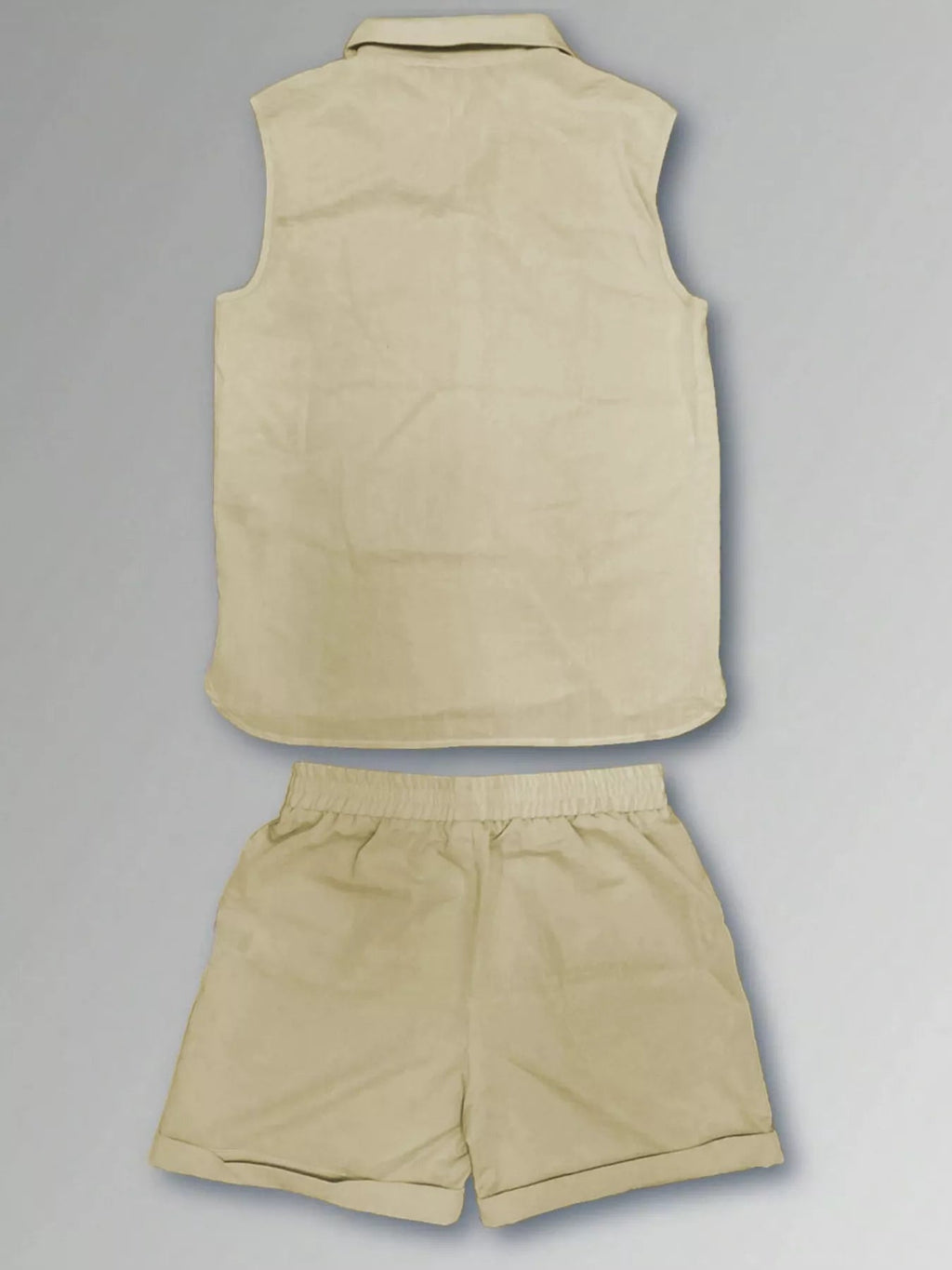 Men's Plus Size Casual Button Up Vest & Shorts Set - ShopNQlik