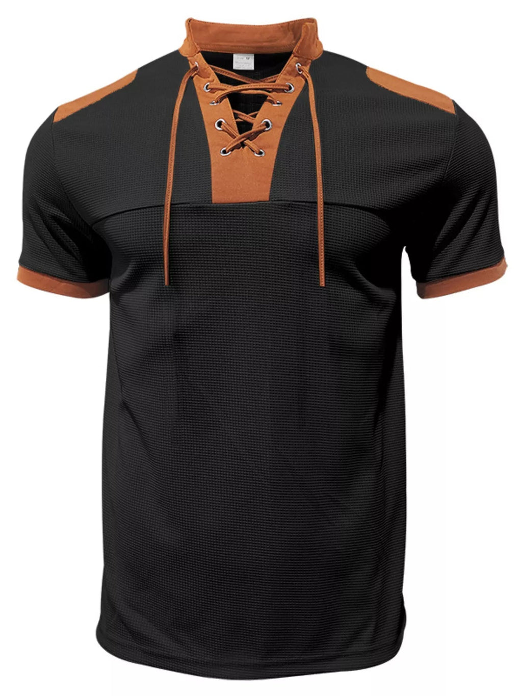 Men's Plus Size Lace-Up Collar Casual Top & Shorts Set – S–3XL - ShopNQlik