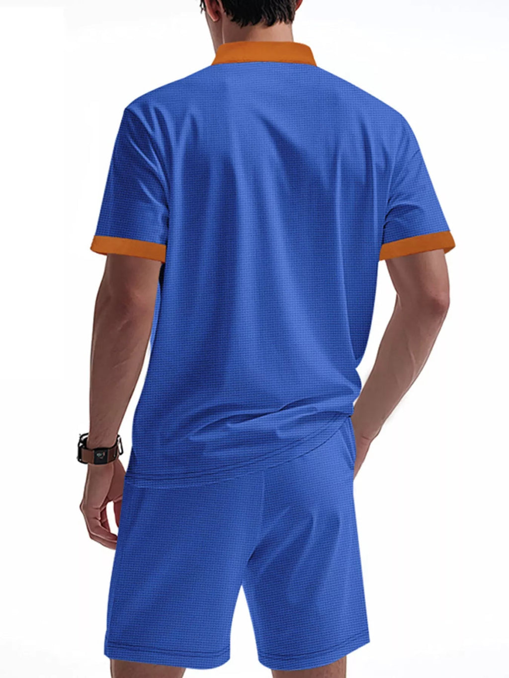 Men's Plus Size Lace-Up Collar Casual Top & Shorts Set – S–3XL - ShopNQlik