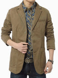 Men's Plus Size Lapel Collar Button-Up Cotton Blazer – 3 Colours, M–4XL - ShopNQlik