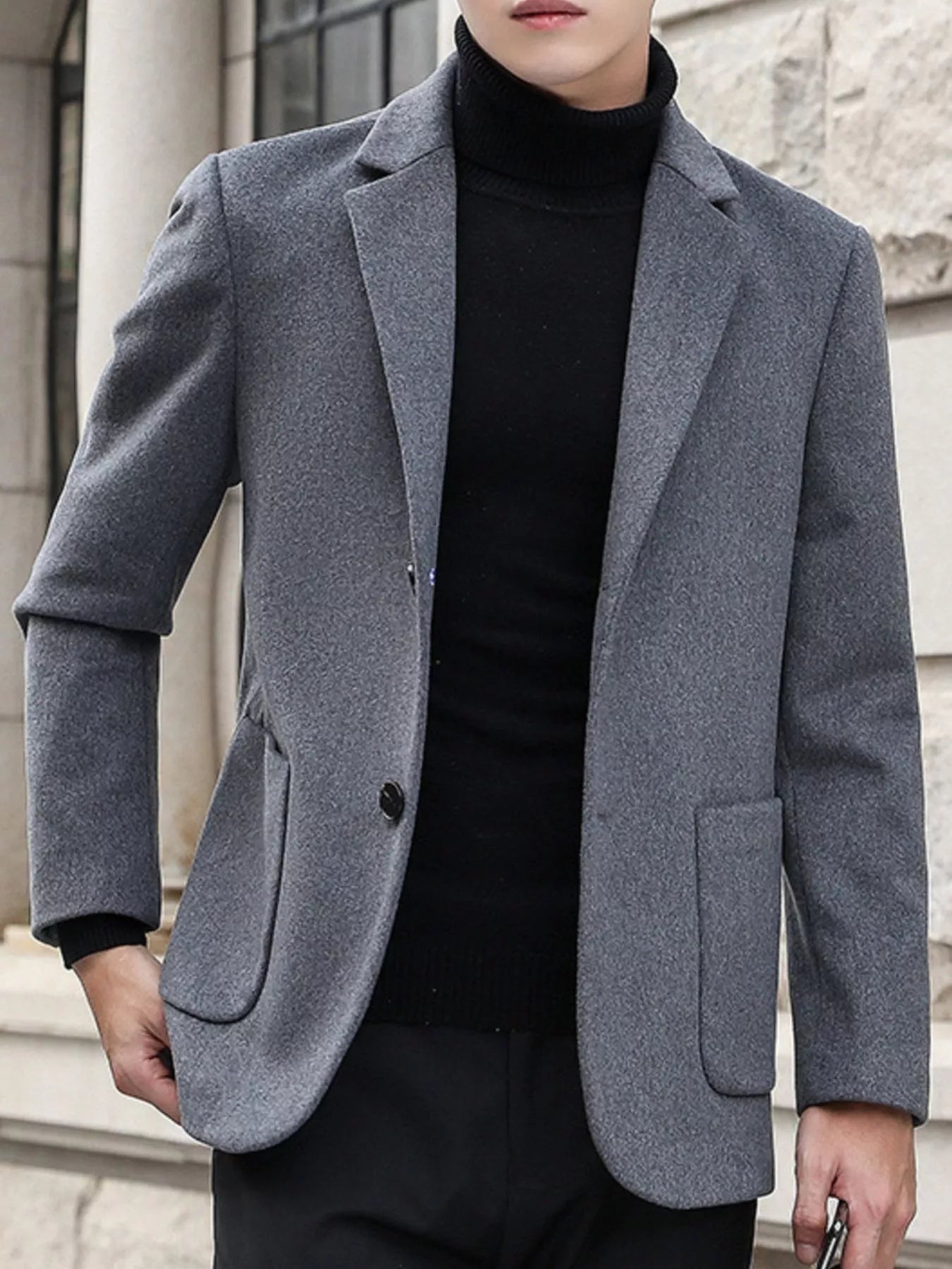 Men's Plus Size Lapel Collar Long Sleeve Blazer – 2 Colours, M–3XL - ShopNQlik
