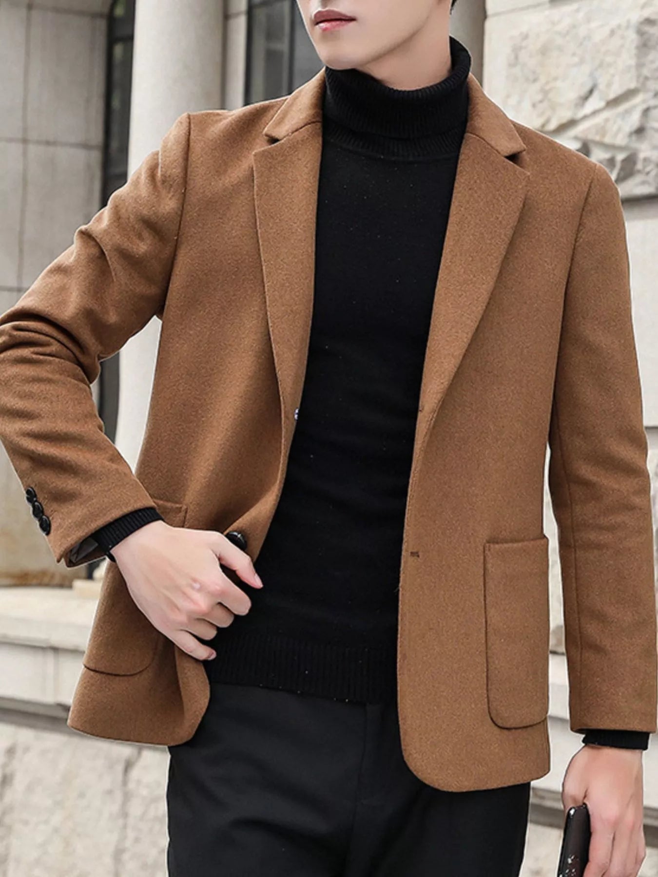 Men's Plus Size Lapel Collar Long Sleeve Blazer – 2 Colours, M–3XL - ShopNQlik