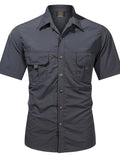 Men's Plus Size Lightweight Button-Up Shirt | Short Sleeve | M–4XL - ShopNQlik