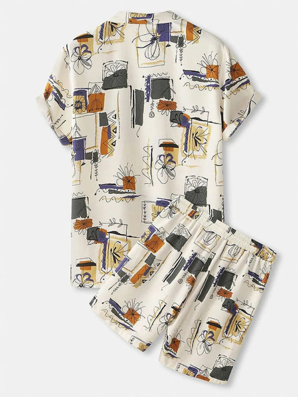 Men's Plus Size Printed Button-Up Shirt & Shorts Set – S–3XL - ShopNQlik