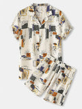 Men's Plus Size Printed Button-Up Shirt & Shorts Set – S–3XL - ShopNQlik