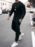 Men's Plus Size Round Neck Long Sleeve Top & Pants Set – S–3XL - ShopNQlik