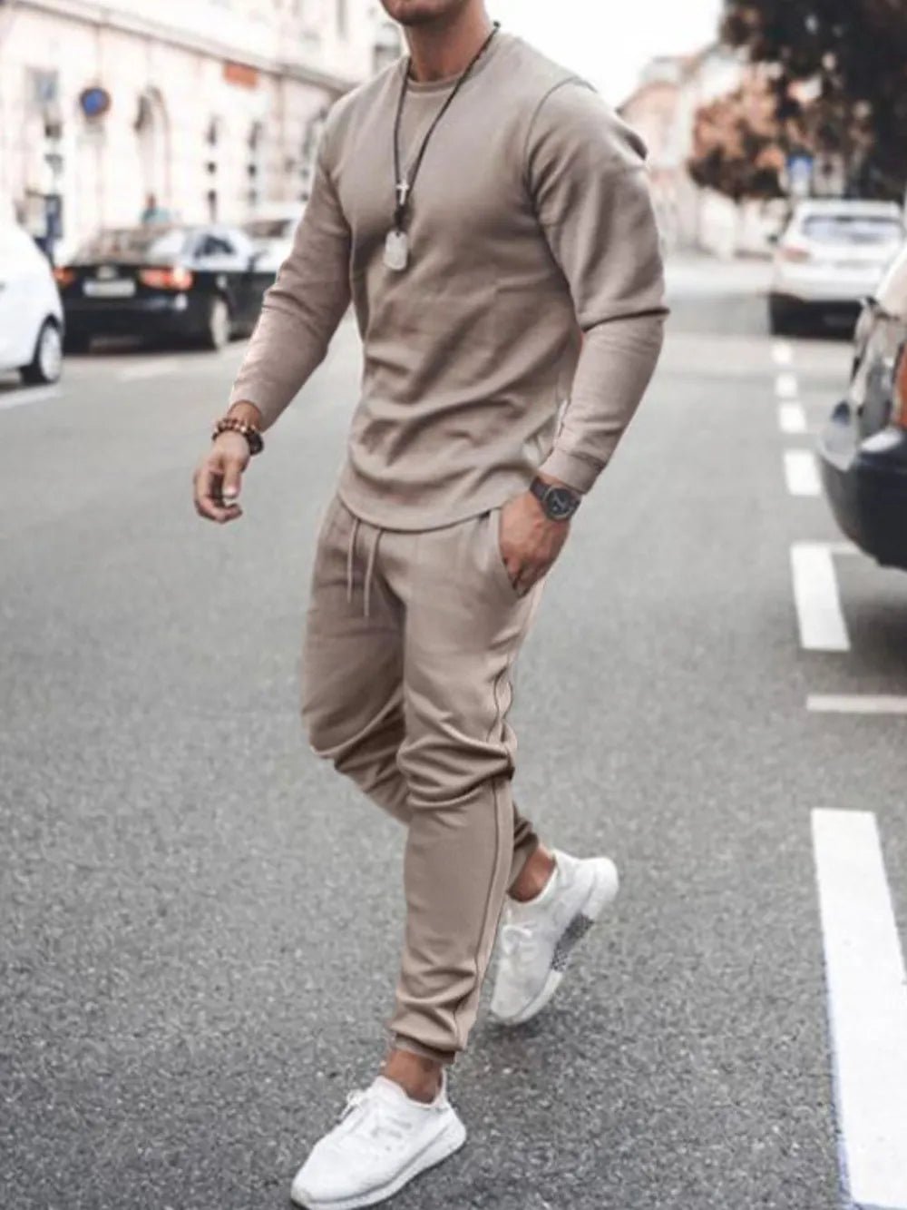 Men's Plus Size Round Neck Long Sleeve Top & Pants Set – S–3XL - ShopNQlik