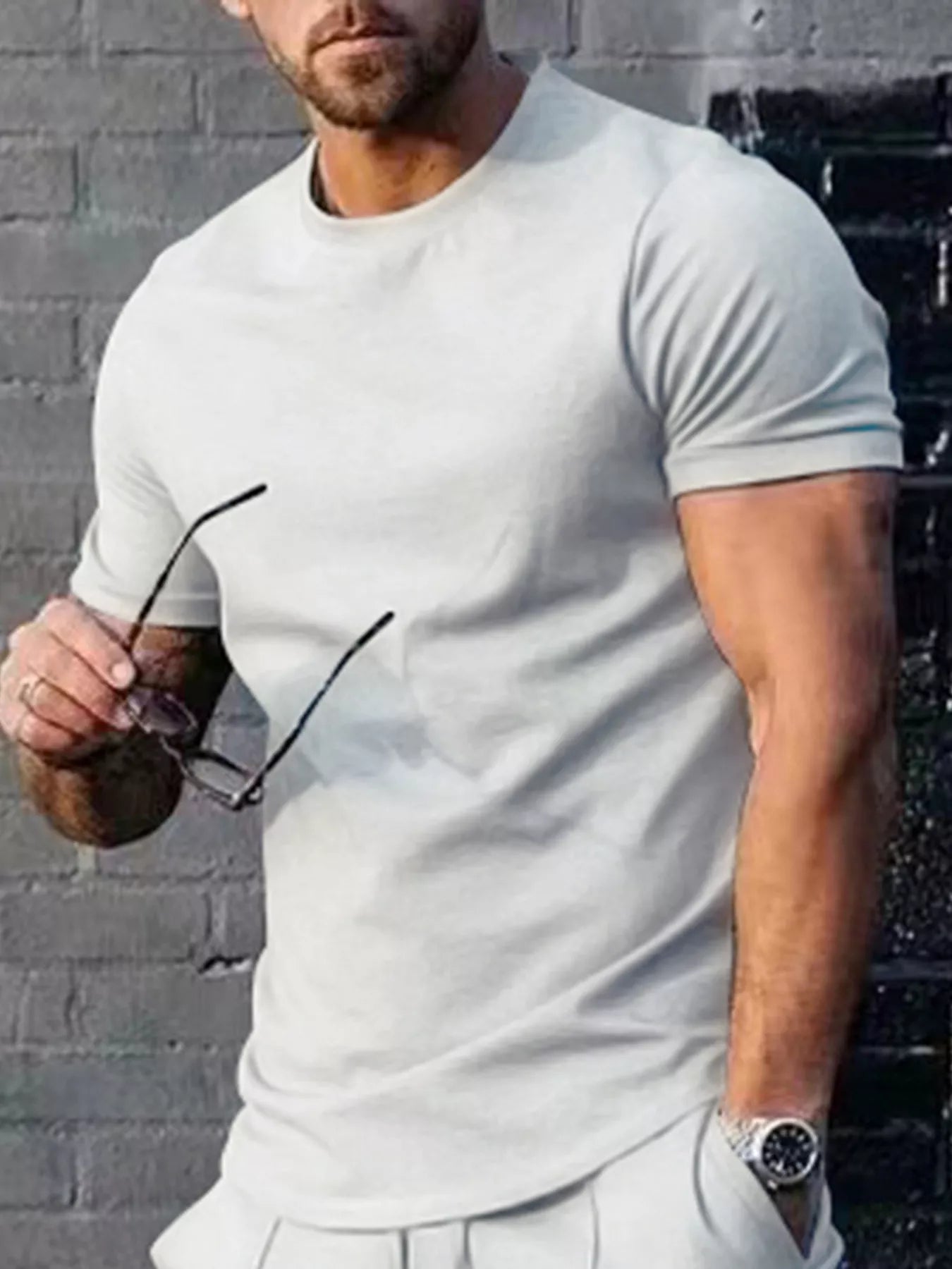 Men's Plus Size Solid Color Casual T-Shirt - ShopNQlik