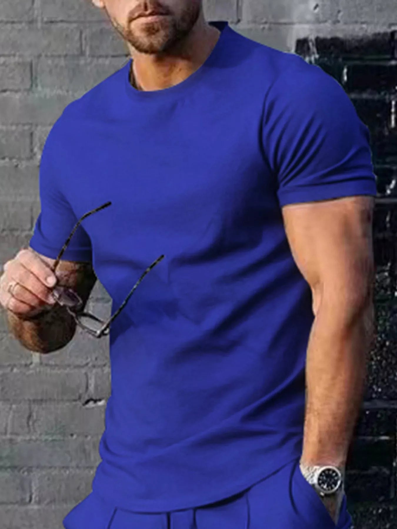 Men's Plus Size Solid Color Casual T-Shirt - ShopNQlik
