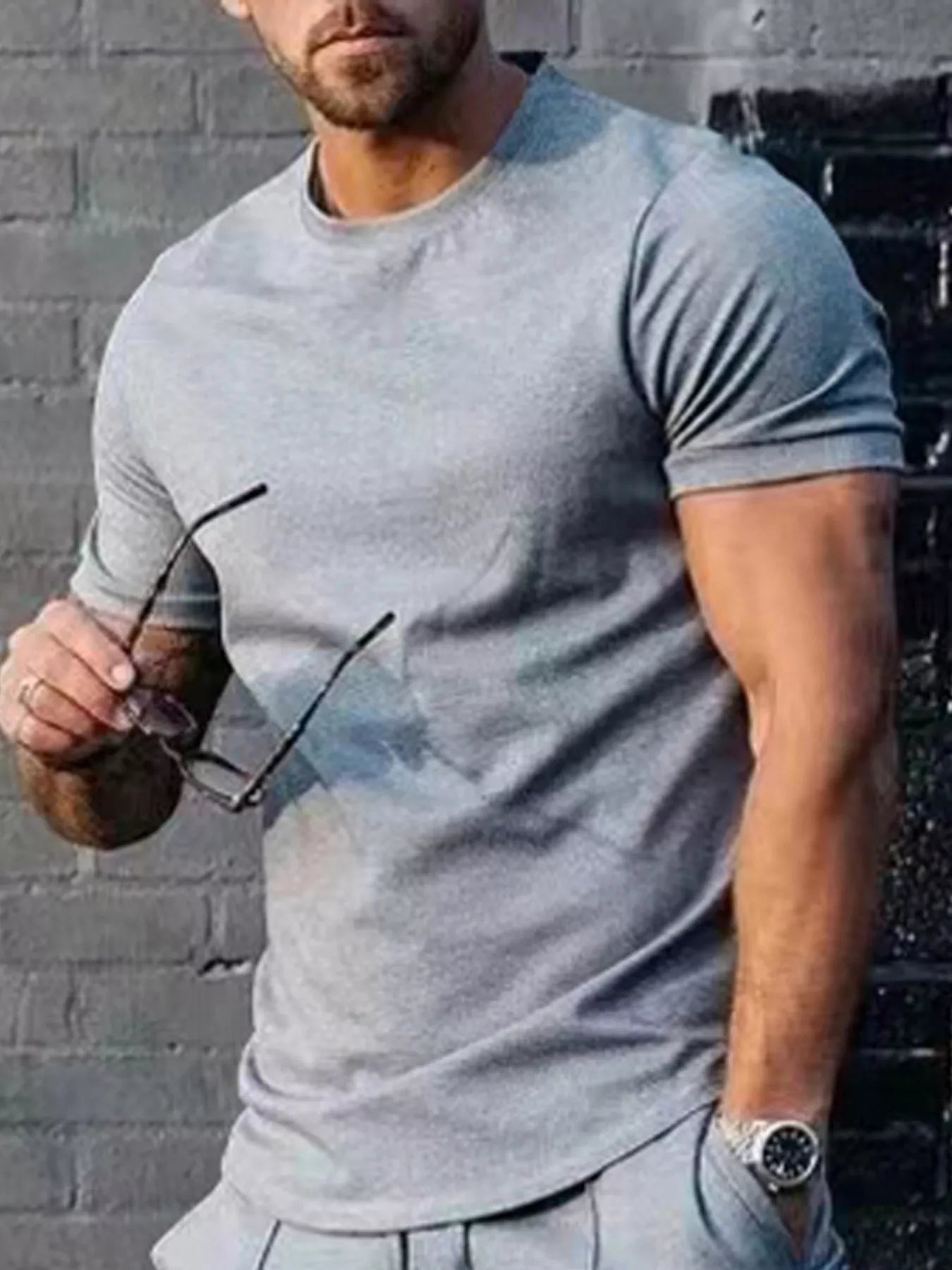 Men's Plus Size Solid Color Casual T-Shirt - ShopNQlik
